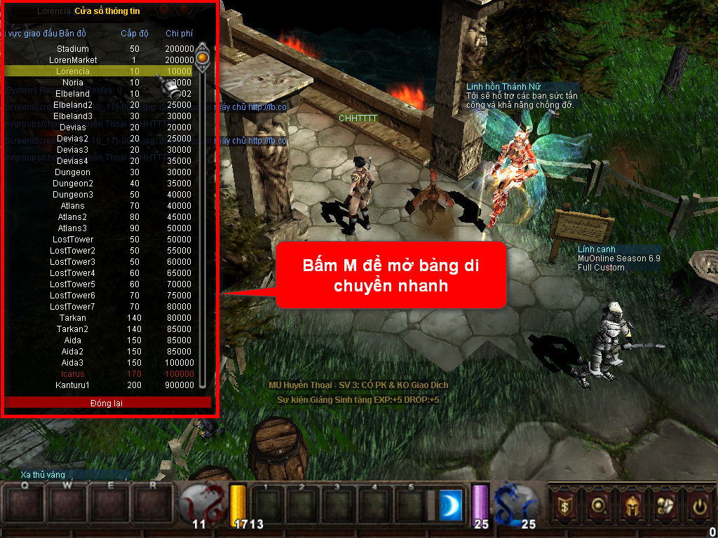 Chức năng chính của Game MU Thần Bí