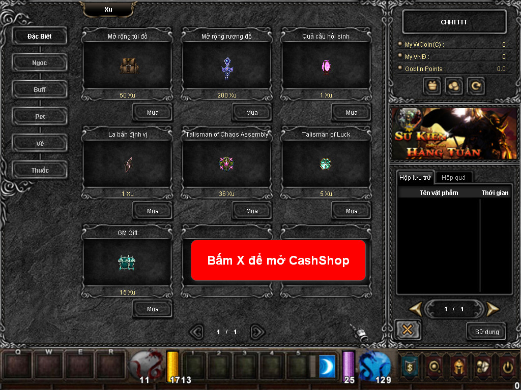 Chức năng chính của Game MU Thần Bí